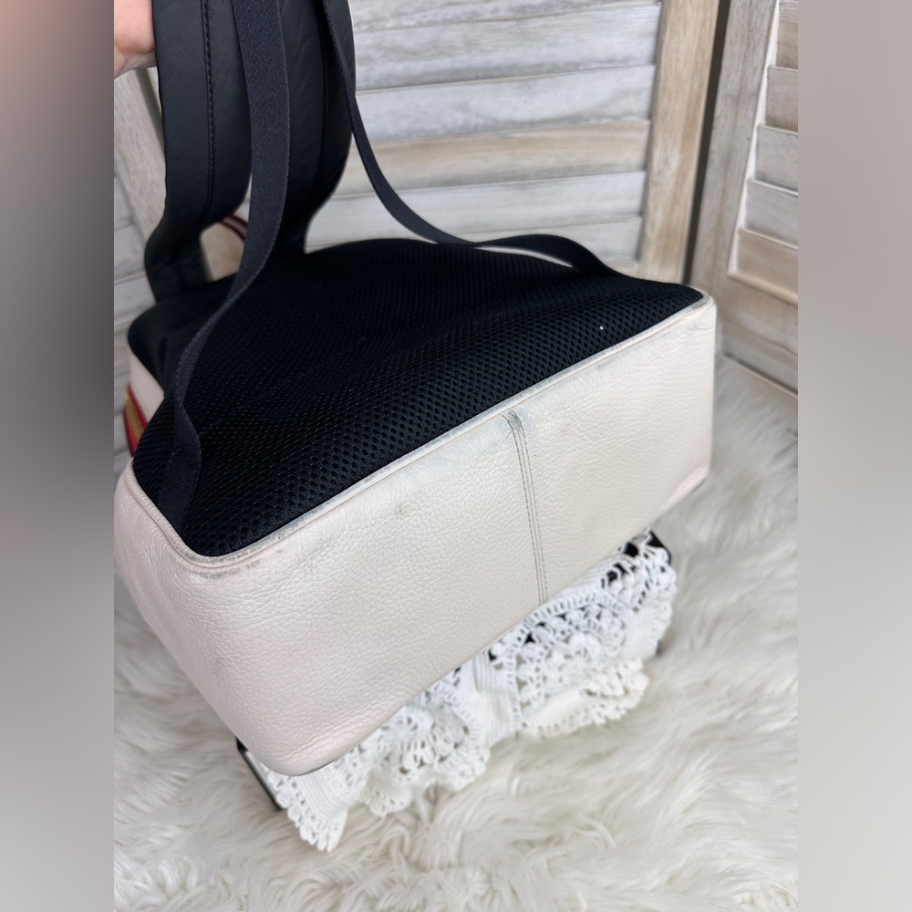 White Leather Coach Court Backpack Heart Cherry Print Limited Edition - Picture 10 of 13